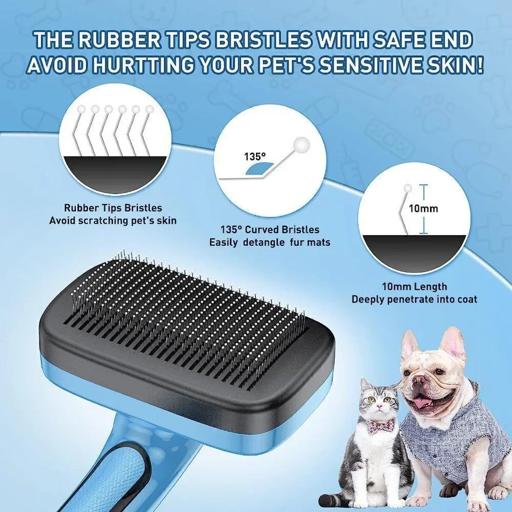 Dog Cat Grooming Brush for Pet, Self Cleaning Slicker Retractable Brush
